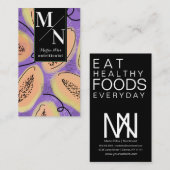 水彩パパイヤはっきりした栄養士サラダヘルシー 名刺 (正面/裏面)