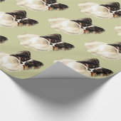 水彩パピヨン犬ペットかわいい動物アート ラッピングペーパー (角)