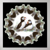 水彩パフィンファン用ハート付きパフィン ポスター (正面)