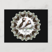 水彩パフィンファン用ハート付きパフィン ポストカード (正面)