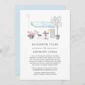 水彩パリカフェ 縮小結婚式ゲストリスト 案内状 (正面/裏面)