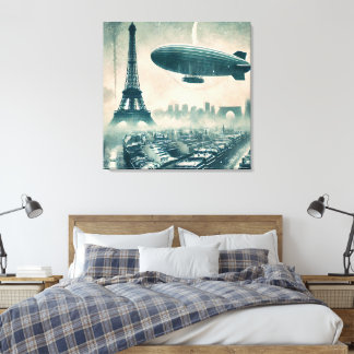 水彩パリスカイライン付きディリブルとエッフェル キャンバスプリント