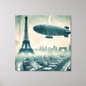 水彩パリスカイライン付きディリブルとエッフェル キャンバスプリント (正面)