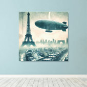 水彩パリスカイライン付きディリブルとエッフェル キャンバスプリント (インサイチュ (ウッドフロア))
