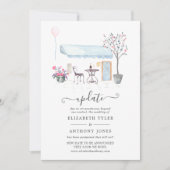 水彩パリ結婚の更新 招待状 (正面)