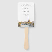 水彩パリ フランス 結婚式プログラム ハンドファン (正面)