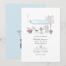 水彩パリQRコード招待状 ウェディング