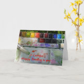 水彩パレットとブラシハッピーバースデー カード (黄色い花)