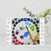 水彩パレットのカード - 芸術的な魂のための 招待状 (スタンド正面)