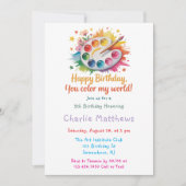 水彩パレ絵を描ットアート誕生日パーティー 招待状 (正面)