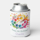 水彩パレ絵を描ットアート誕生日パーティー 缶クーラー (缶正面)