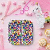 水彩パロット ペーパープレート (パーティー)