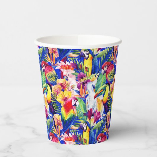 水彩パロット 紙コップ (左)