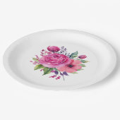 水彩パンクフラワーブーケ結婚ーズ ペーパープレート (アングル)