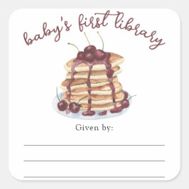 水彩パンケーキベビーシャワーブックプレート スクエアシール