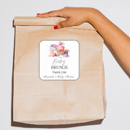 水彩パンケーキベビーブランチシャワー スクエアシール