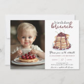 水彩パンケーキ ファースト バースデー ブランチ パーティー 招待状 (正面)