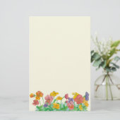水彩パンジーの花レインボーカラー 便箋 (スタンド正面)