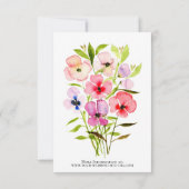 水彩パンジー、ワイルドフラワー&フォト結婚ズ セーブザデート (裏面)