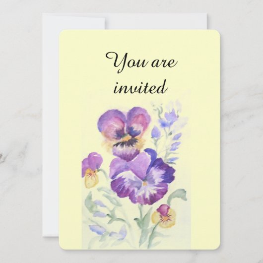 水彩パンジー 招待状 (正面)