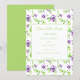 水彩パンジー 結婚式のSave the Date 招待状