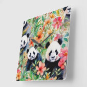 水彩パンダベア スクエア壁時計 (傾斜)