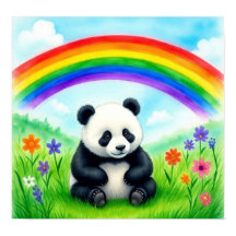 水彩パンダ熊ポスター