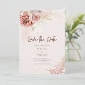 水彩パンパスグラススクリプトウェディング セーブザデート (スタンド正面)