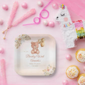 水彩パンパスグラステディベア赤ちゃんシャワー ペーパープレート (パーティー)