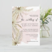 水彩パンパスグラスパームグリーンwほこりっぽいピンク 招待状 (スタンド正面)