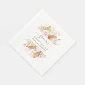 水彩パンパスグラスピンクフラワーズバウティゾ スタンダードランチョンナプキン (角)