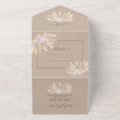水彩パンパスグラスホワイトオーキッドバラ結婚ズ オールインワン招待状 (外側)