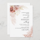 水彩パンパスグラス水彩結婚色 招待状 (正面/裏面)