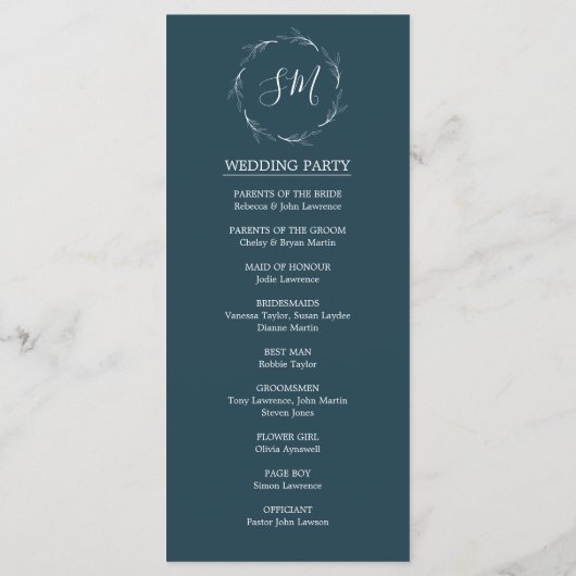 水彩パンパスグラス結婚葉の儀式 プログラム (裏面)