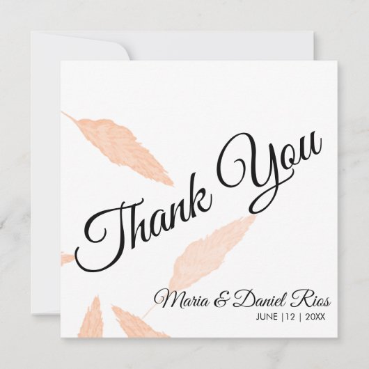 水彩パンパスリーフシルエット結婚ズ カード (正面)