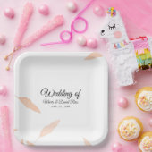 水彩パンパスリーフシルエット結婚ズ ペーパープレート (パーティー)