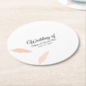 水彩パンパスリーフシルエット結婚ズ ラウンドペーパーコースター (アングル)