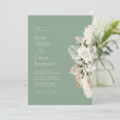 水彩パンパフローラセージ結婚グリーン 招待状 (スタンド正面)