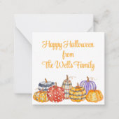 水彩パンプキカラフルンパターン(の模様が)あるエンクロージャ ノートカード (正面)