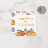 水彩パンプキカラフルンパターン(の模様が)あるエンクロージャ ノートカード (正面/裏面インサイチュ)