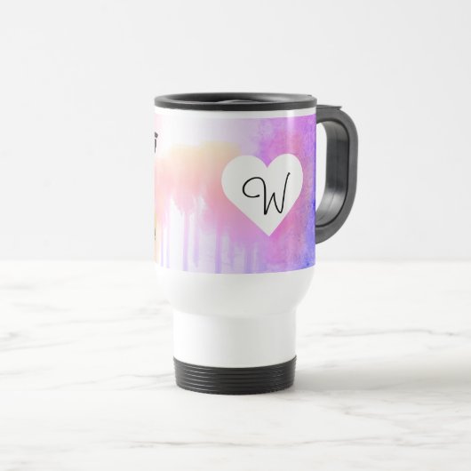 水彩パーソナライズされたデザイン家  トラベルマグ (正面右)