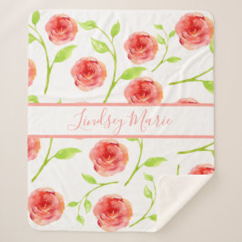 水彩パーソナライズされたバラシェルパブランケット シェルパブランケット