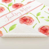 水彩パーソナライズされたバラシェルパブランケット シェルパブランケット (3/4)