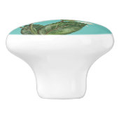 水彩パーソナライズされたピンクローズフローラターコイズ セラミックノブ (側面)