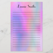 水彩パーソナライズされたピンク紫の裏地 便箋 (正面)