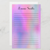 水彩パーソナライズされたピンク紫の裏地 便箋 (正面/裏面)