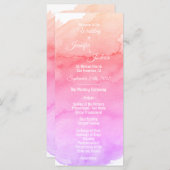 水彩パーソナライズされたピンク結婚式 プログラム (正面/裏面)