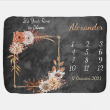 水彩パーソナライズされたマイルストーンベビーブランケット