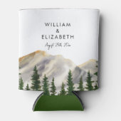 水彩パーソナライズされた山 缶クーラー (正面)