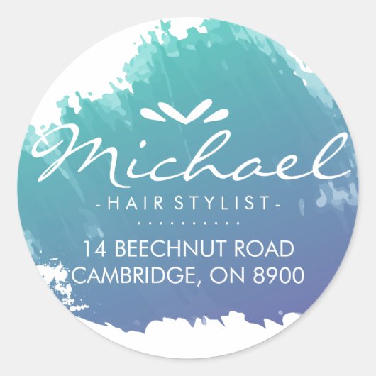 水彩パーソナライズされた差出人住所ラベル ラウンドシール (正面)